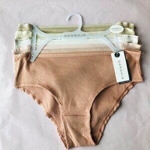 Danskin Intimates, Organic Cotton  95%  Bikinis Panties  , 5 Pack , Size : L